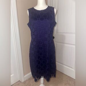 DKNY Deep Blue Textured Midi Dress